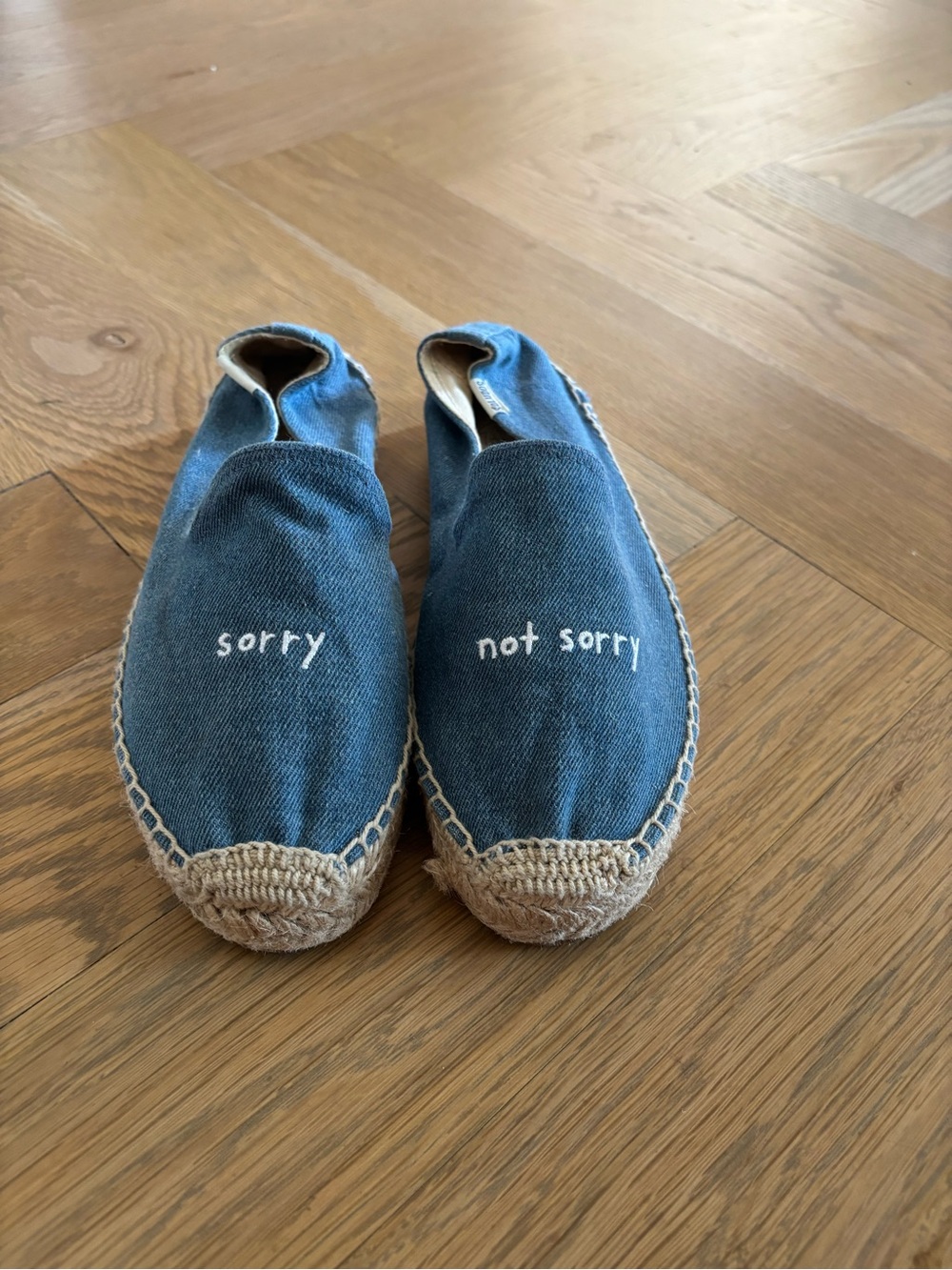 Soludos Denim Espadrilles "sorry / not sorry" - Blue